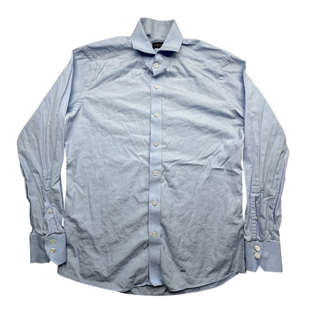 Proper Cloth The Stanton Broadcloth Dress Shirt Mens XL 17 34.5 Sky Blue PCF1354